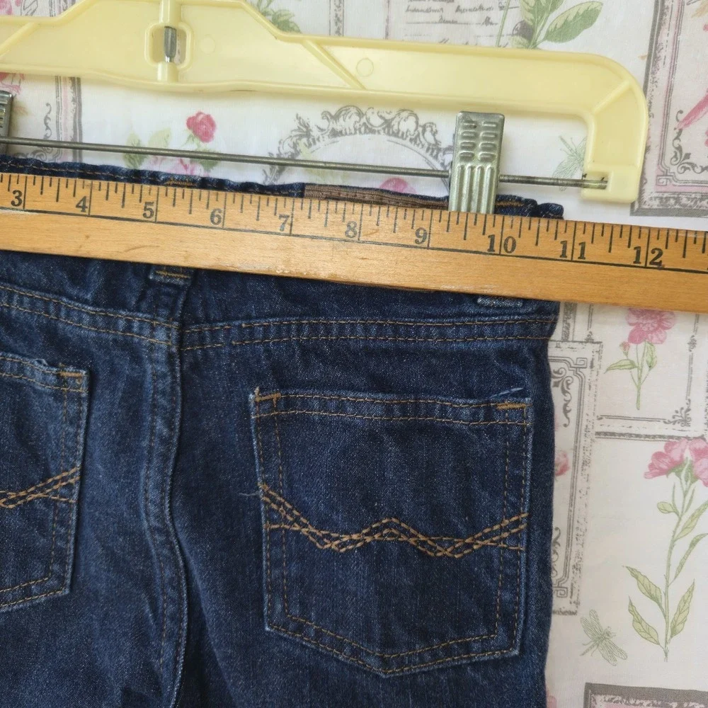 Wrangler Boys Blue Denim Jeans 5T Adjustable Waist 100% Cotton 9ERTFHB Dark Wash